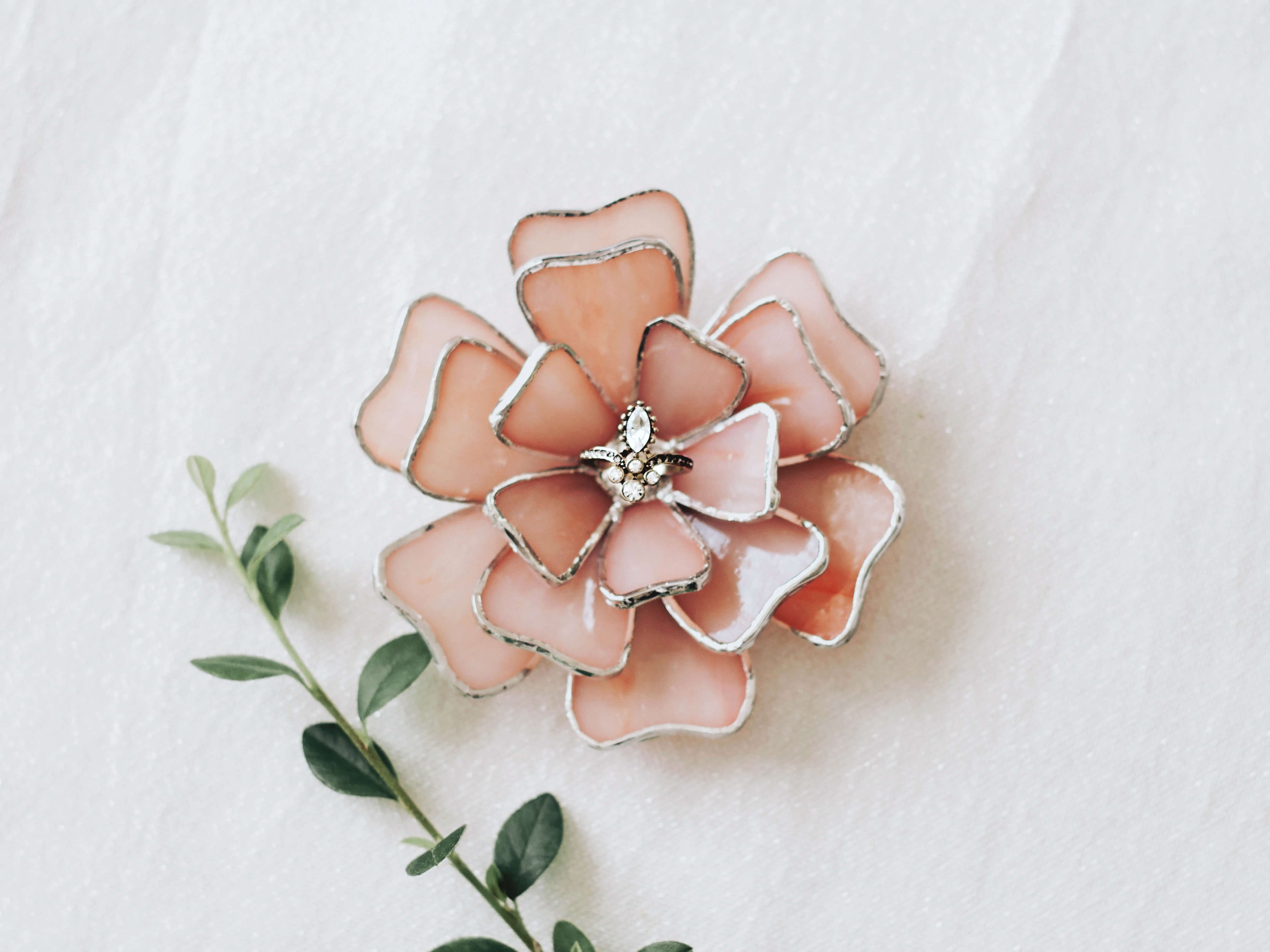 glass floral ring dish for weddings