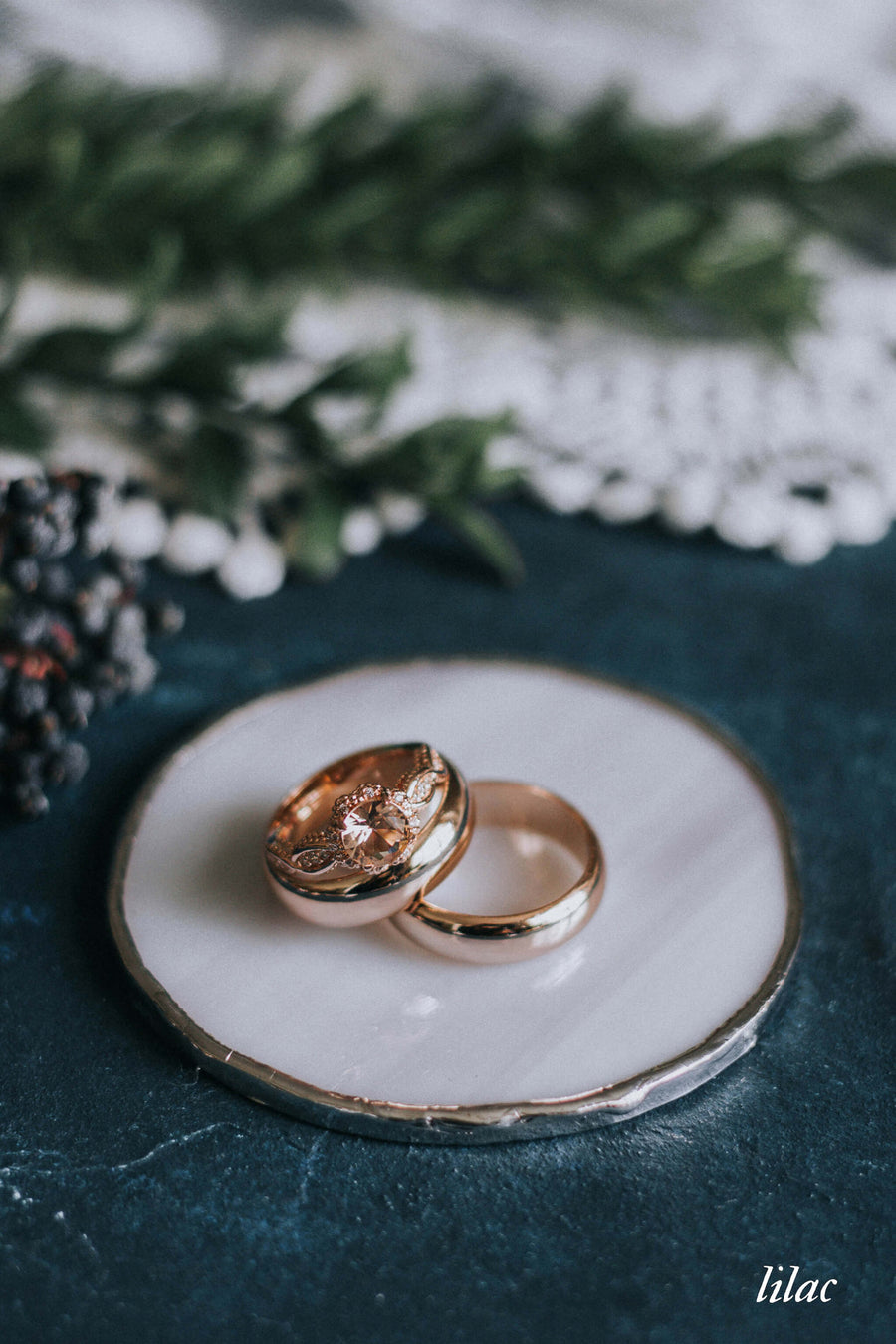 lilac wedding ring dish
