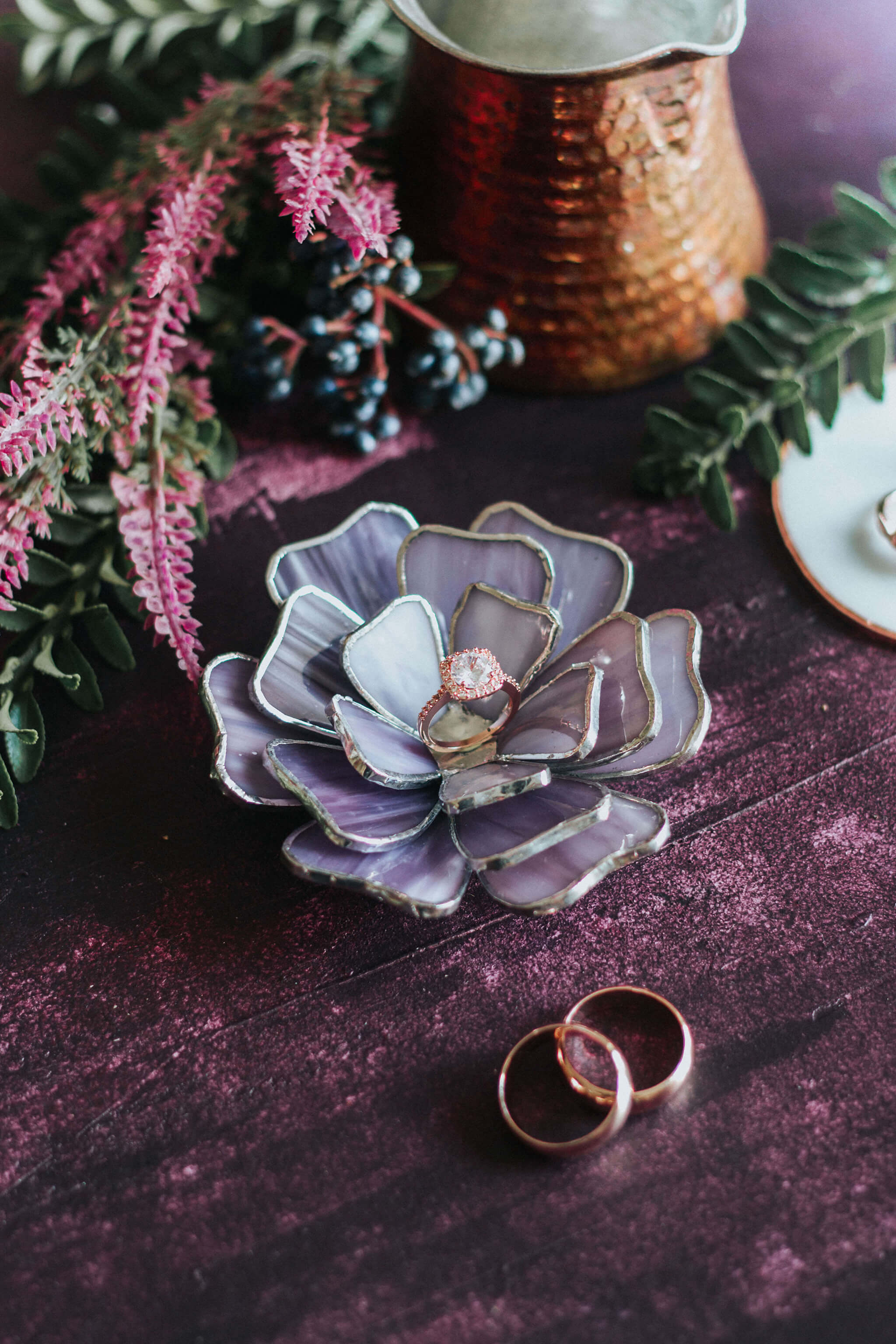 Glass Flower Ring Dish | Engagement & Wedding Ring Dish by Waen