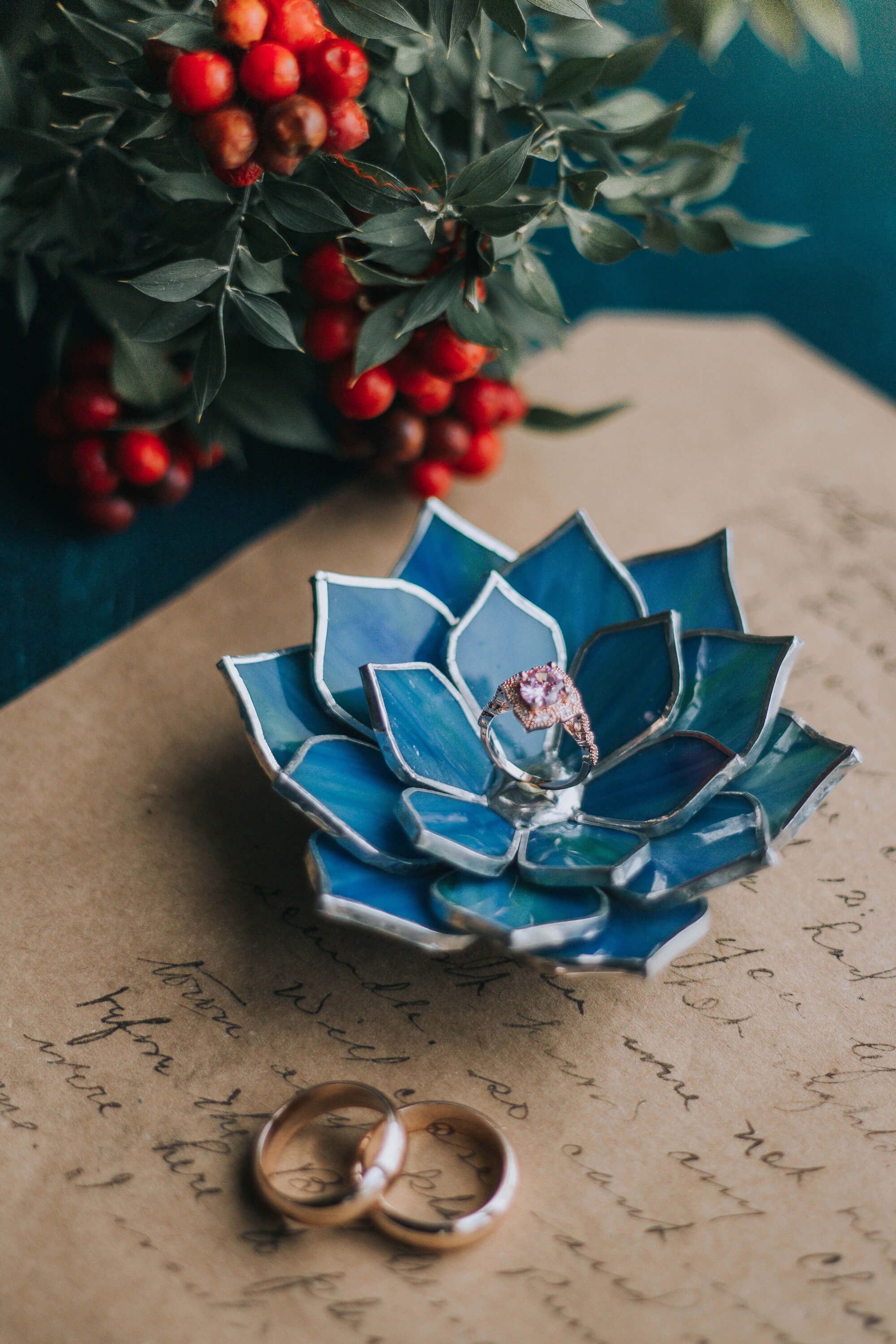 green succulent ring holder Glass Succulent Proposal Ring Dish