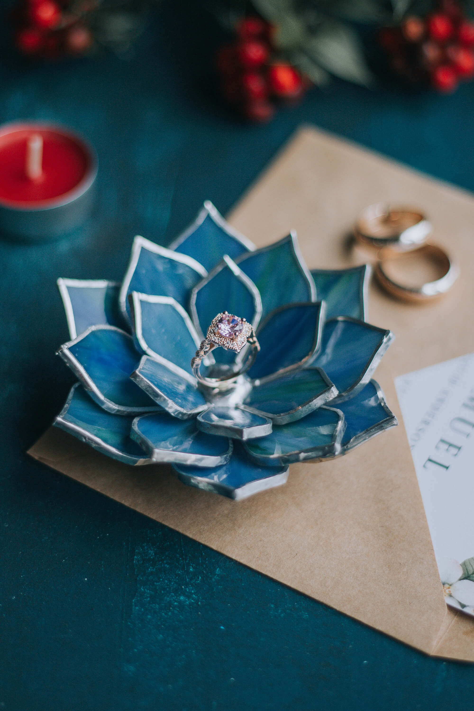 green succulent ring holder Succulent Wedding Ring Dish by Waen