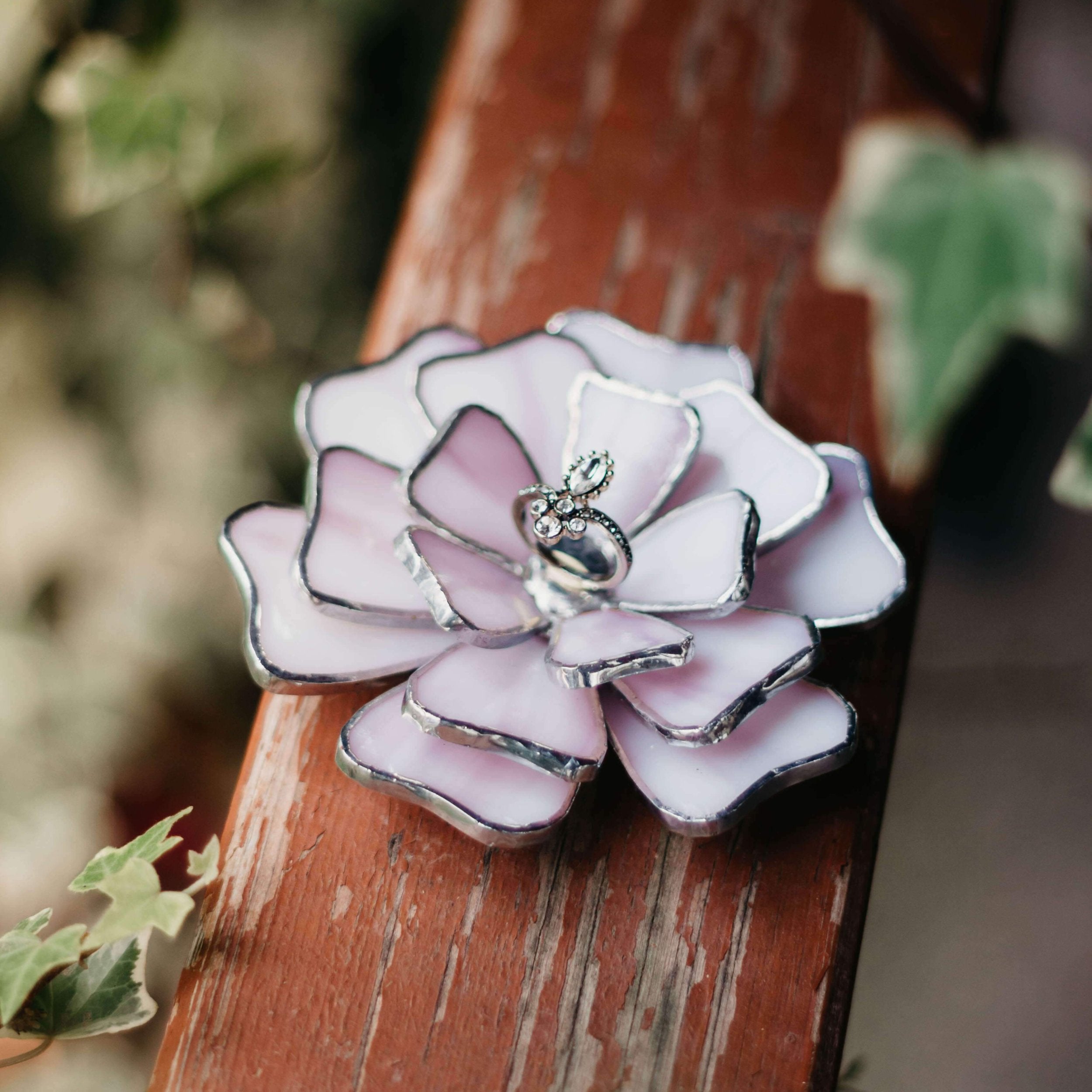 Stained Glass Flower Ring Dish & Jewelry Holder Engagement & Wedding Ring Dish by Waen