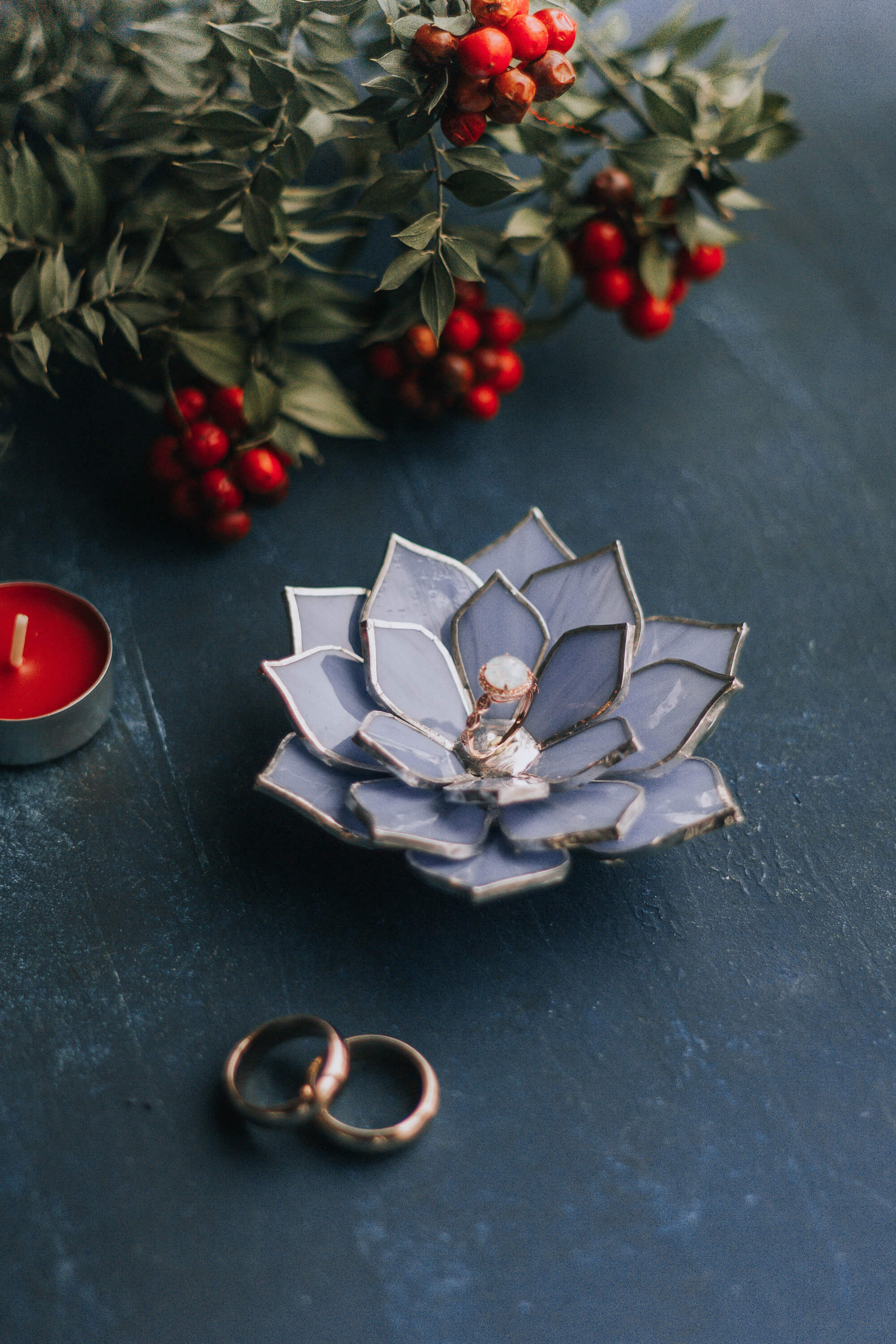 succulent candle rings Glass Succulent Proposal Ring Dish