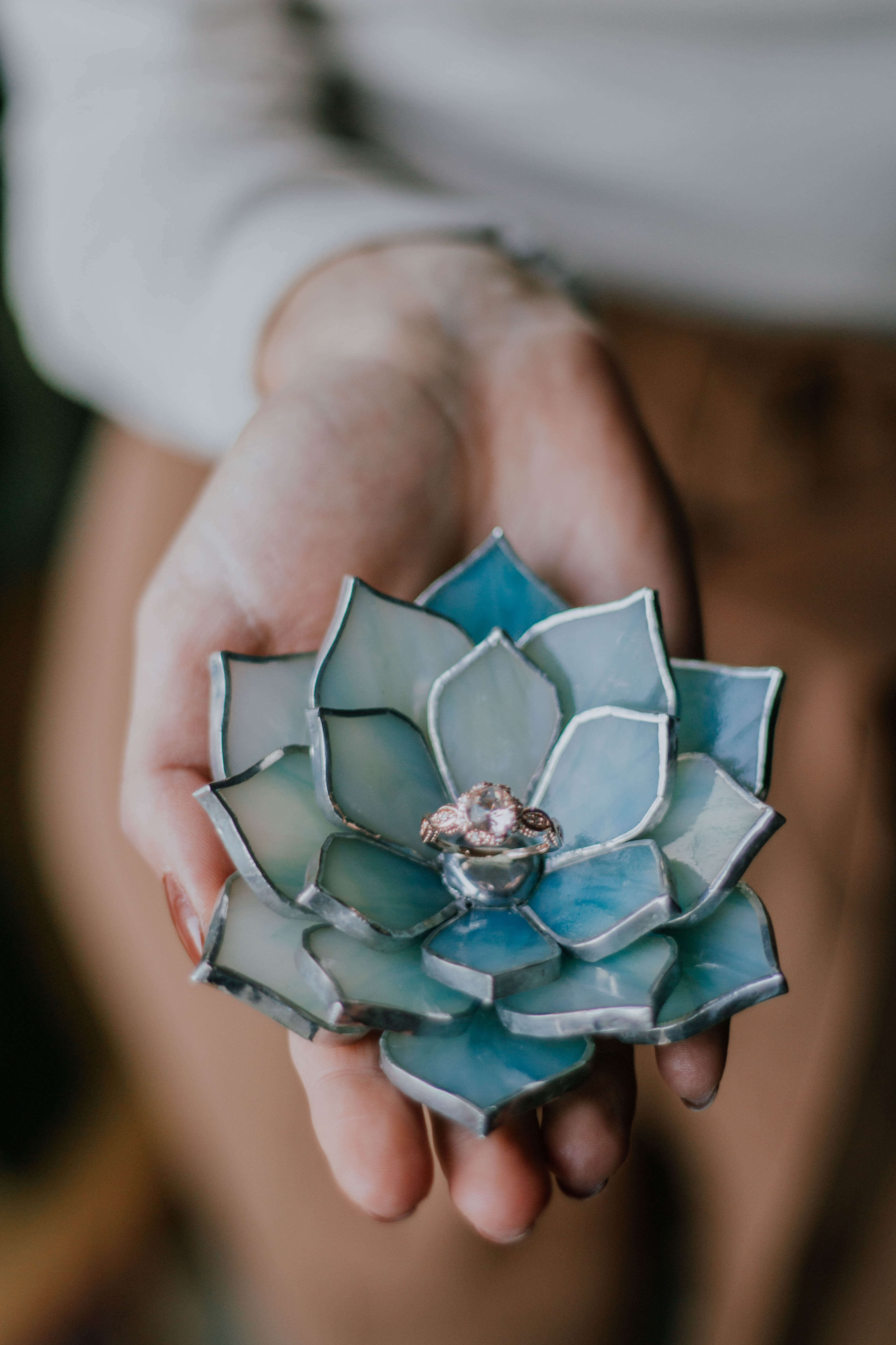 succulent jewelry holder Stained Glass Succulent Ring Holder & Jewelry Dish by Waen