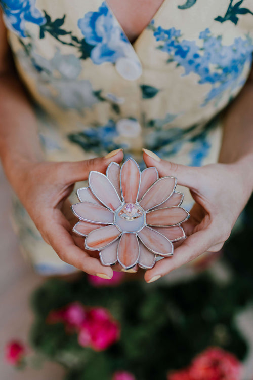 Glass Daisy Ring Dish