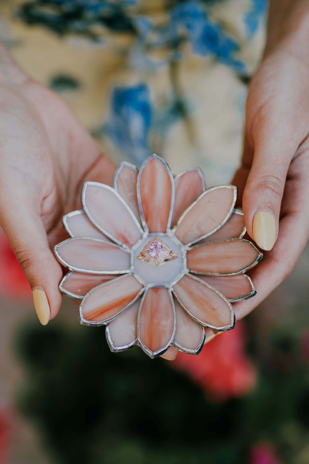 Glass Daisy Ring Dish