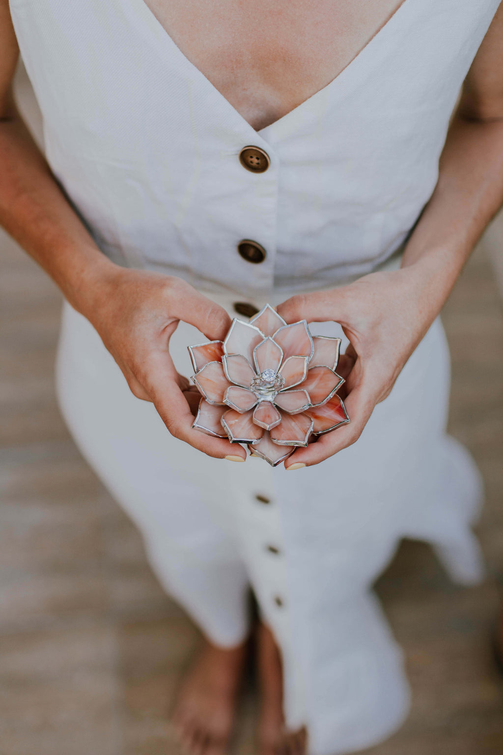 Stained Glass Succulent Wedding Ring Holder