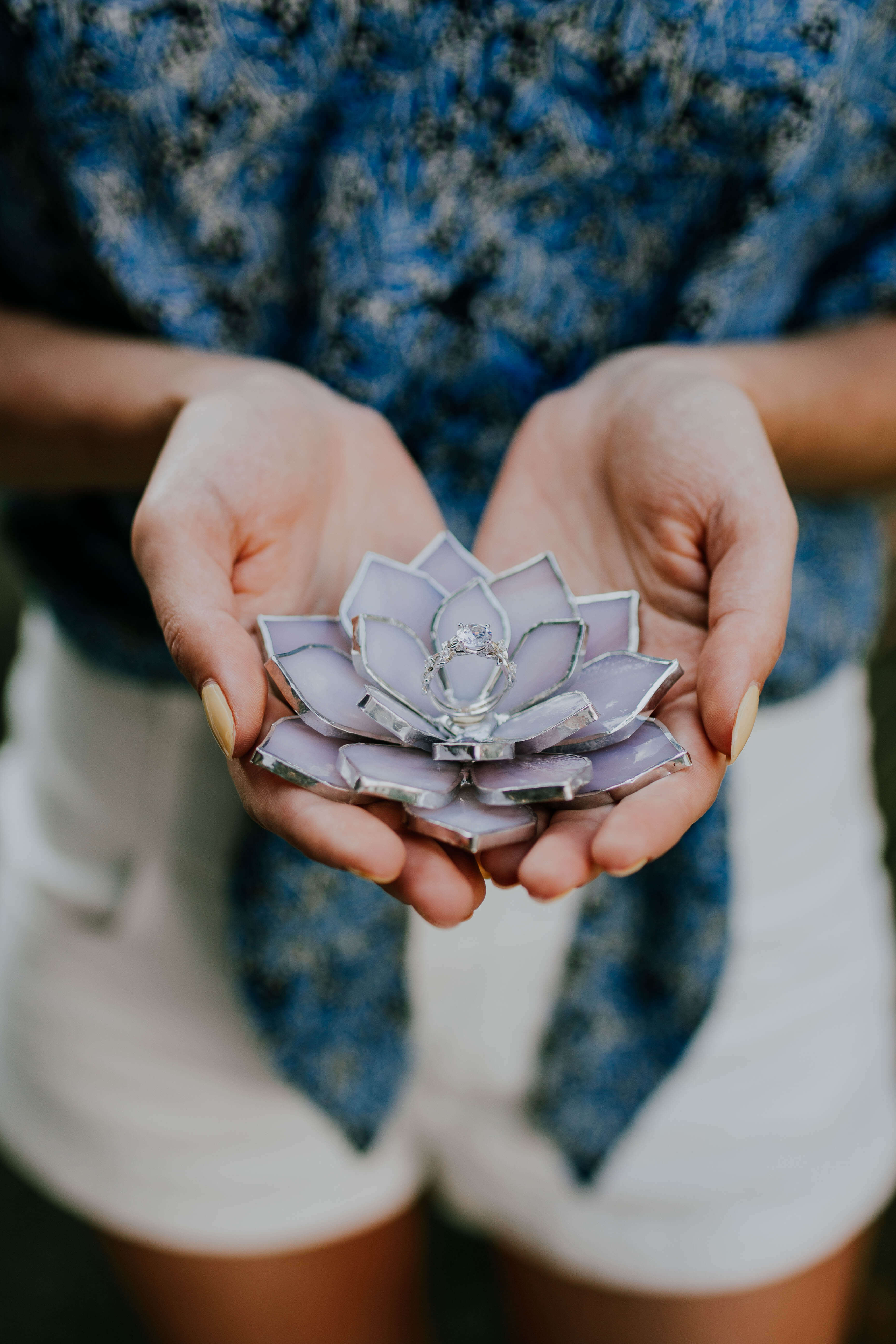 Glass Succulent Wedding Ring Bearer Pillow Alternative by Waen