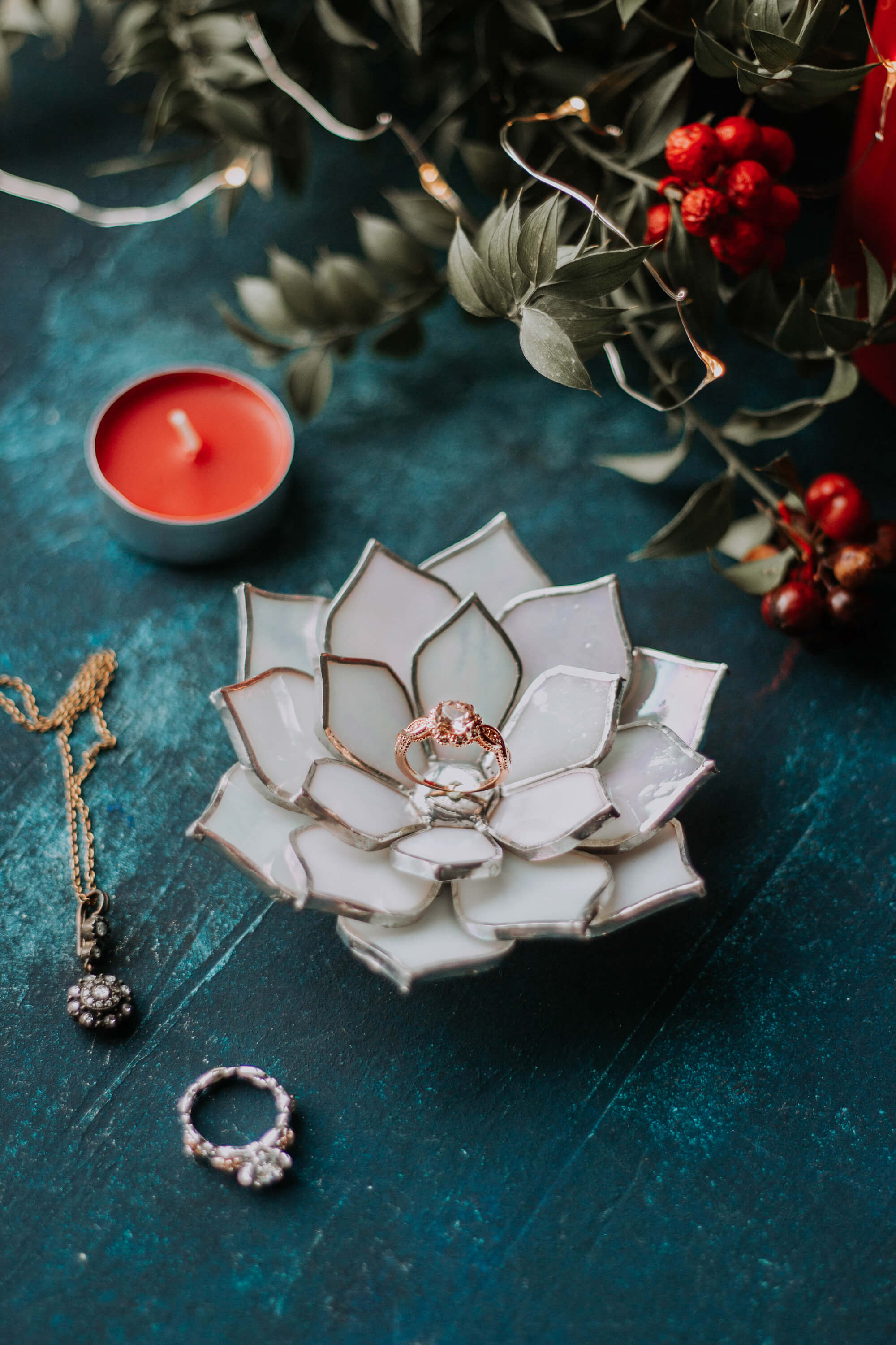 Glass Succulent Wedding Ring Holder